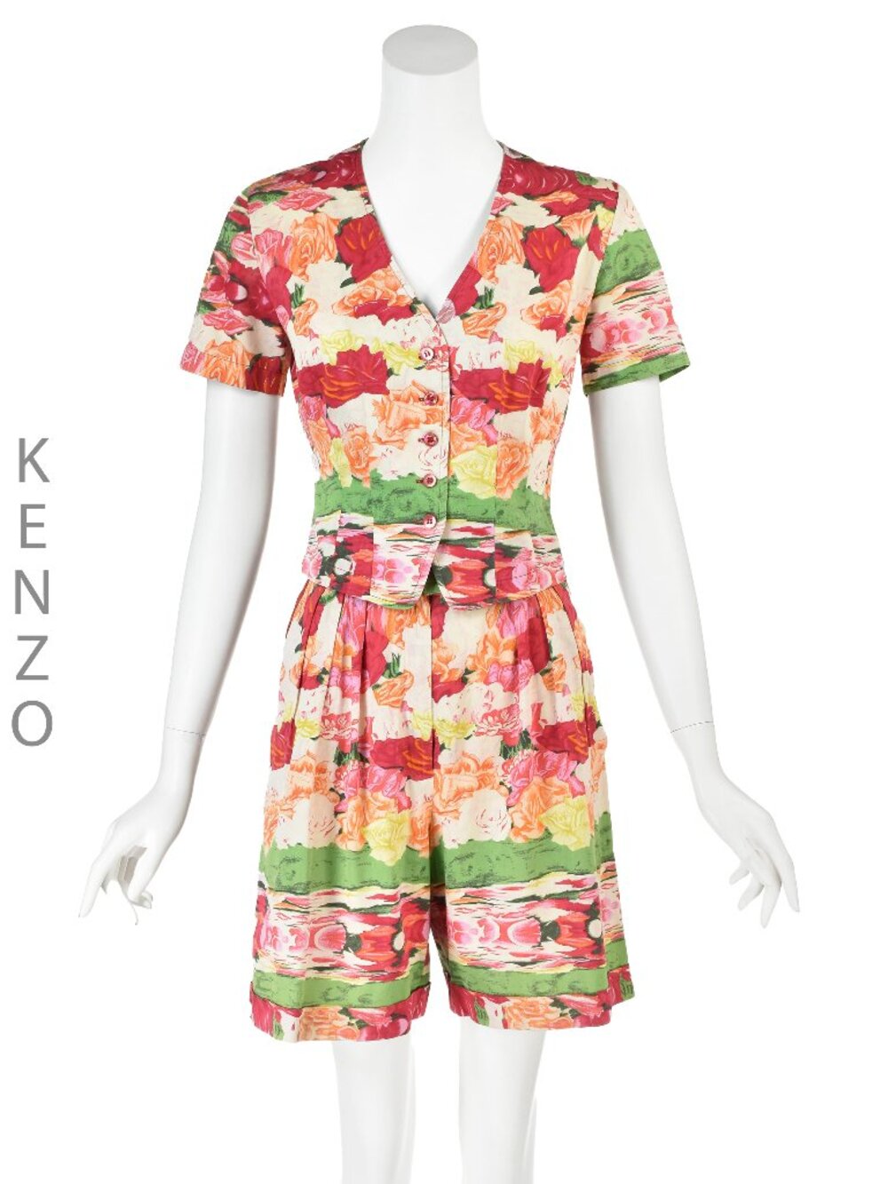 Rare KENZO PARIS Vintage Cotton Shorts and Top Set, SIZE Small 4-6